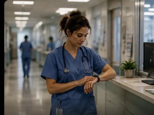 Healthcare, clinician on shift