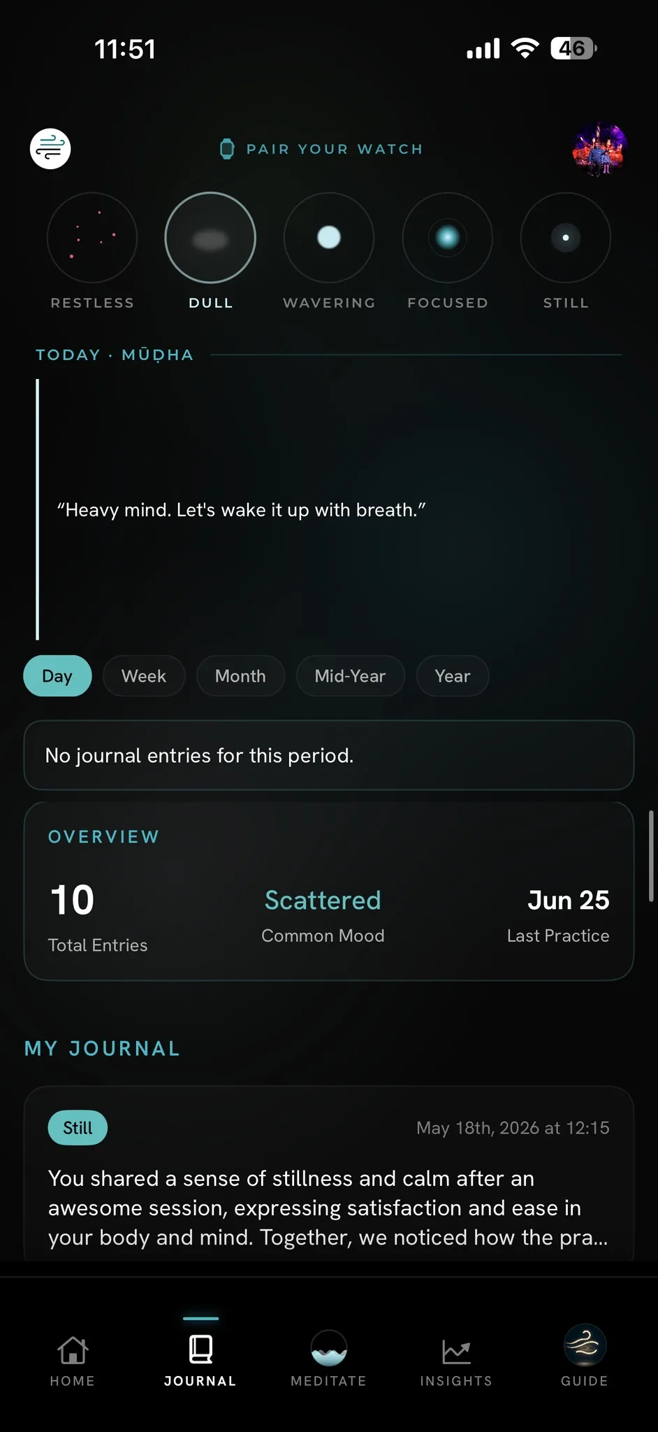 Vayu Journal screen